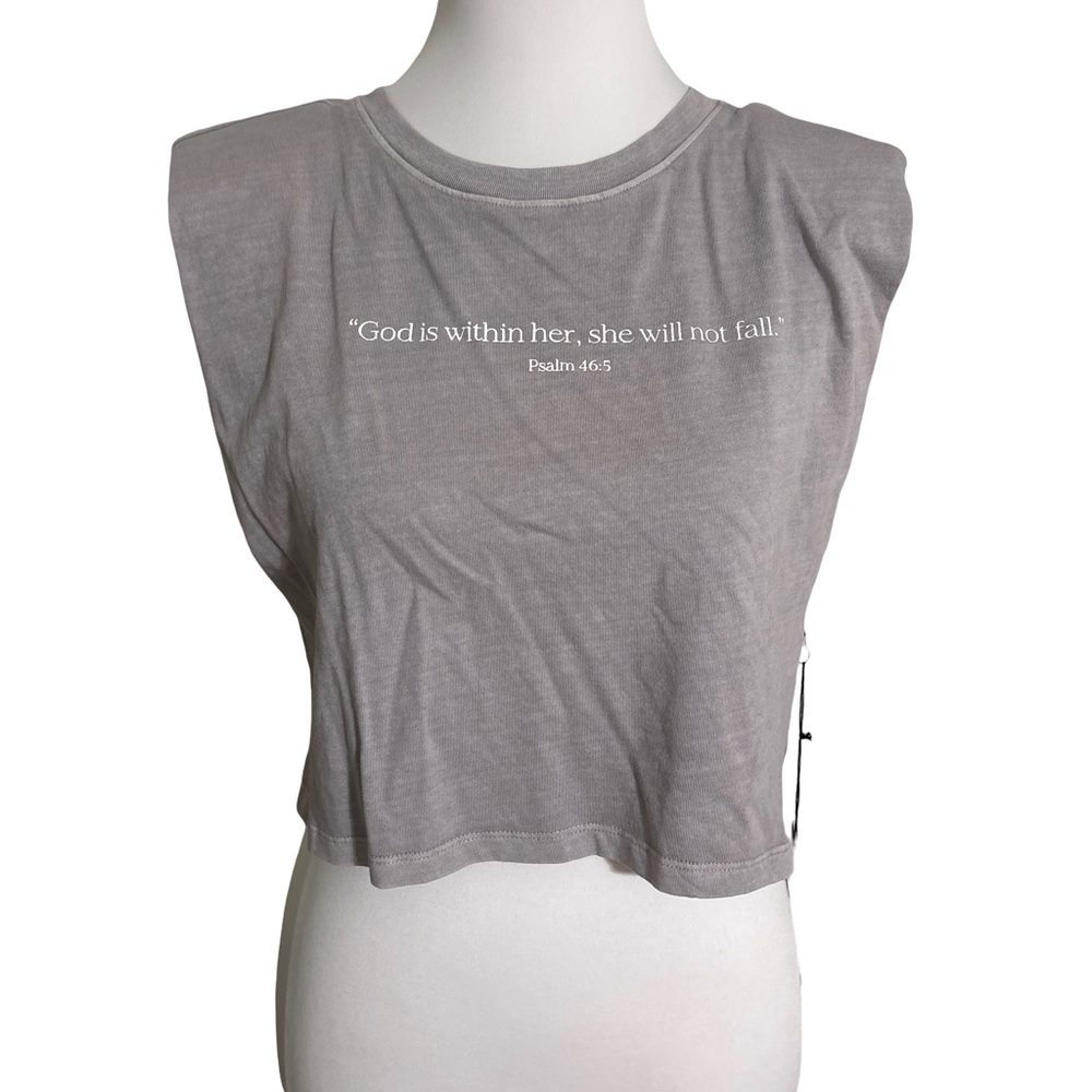 Forever 21 Gray Inspirational Crop Top